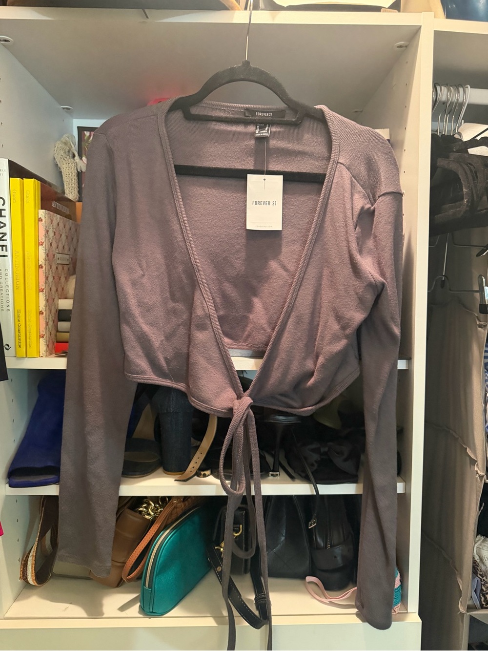 Forever 21 Grey Knit Open-Front Cardigan